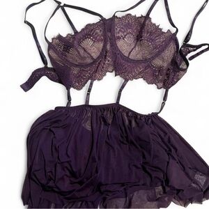 Elegant Purple Lace Lingerie Set